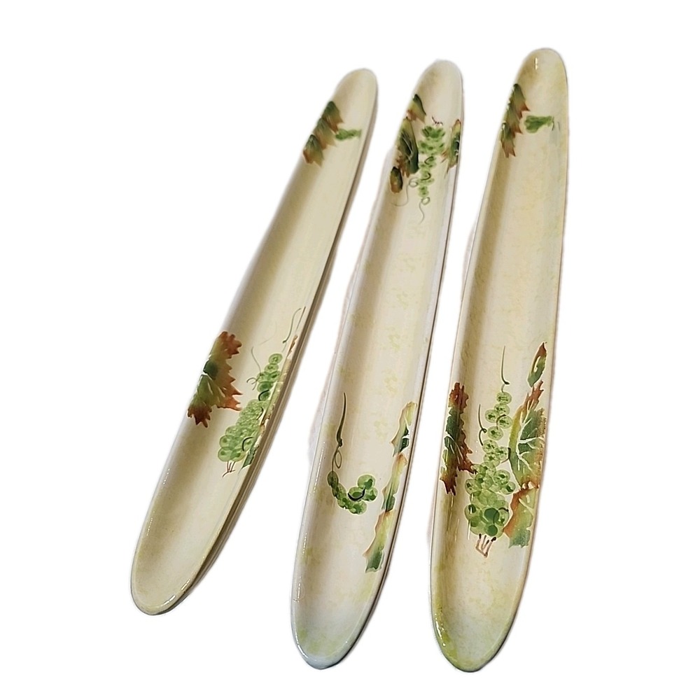 Set of 3 ND Hand Painted Olive Dishes 15 Inch